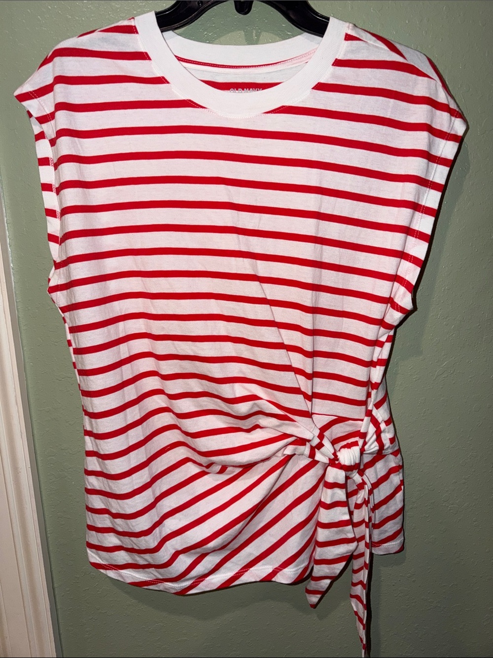 Old Navy Red and White Striped Tie-Side Tank Top NWOT